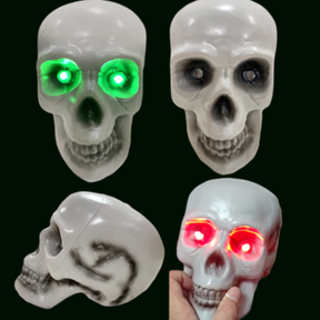 7" Light Up Skull Head Halloween Decor In Red Or Green - 3 Light Modes