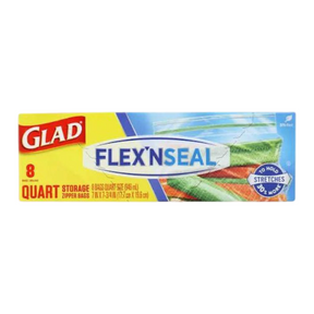 32pk ( 4 boxes of 8)  Glad Flex N' Seal Storage Zipper Bags - Amazing Stretch!