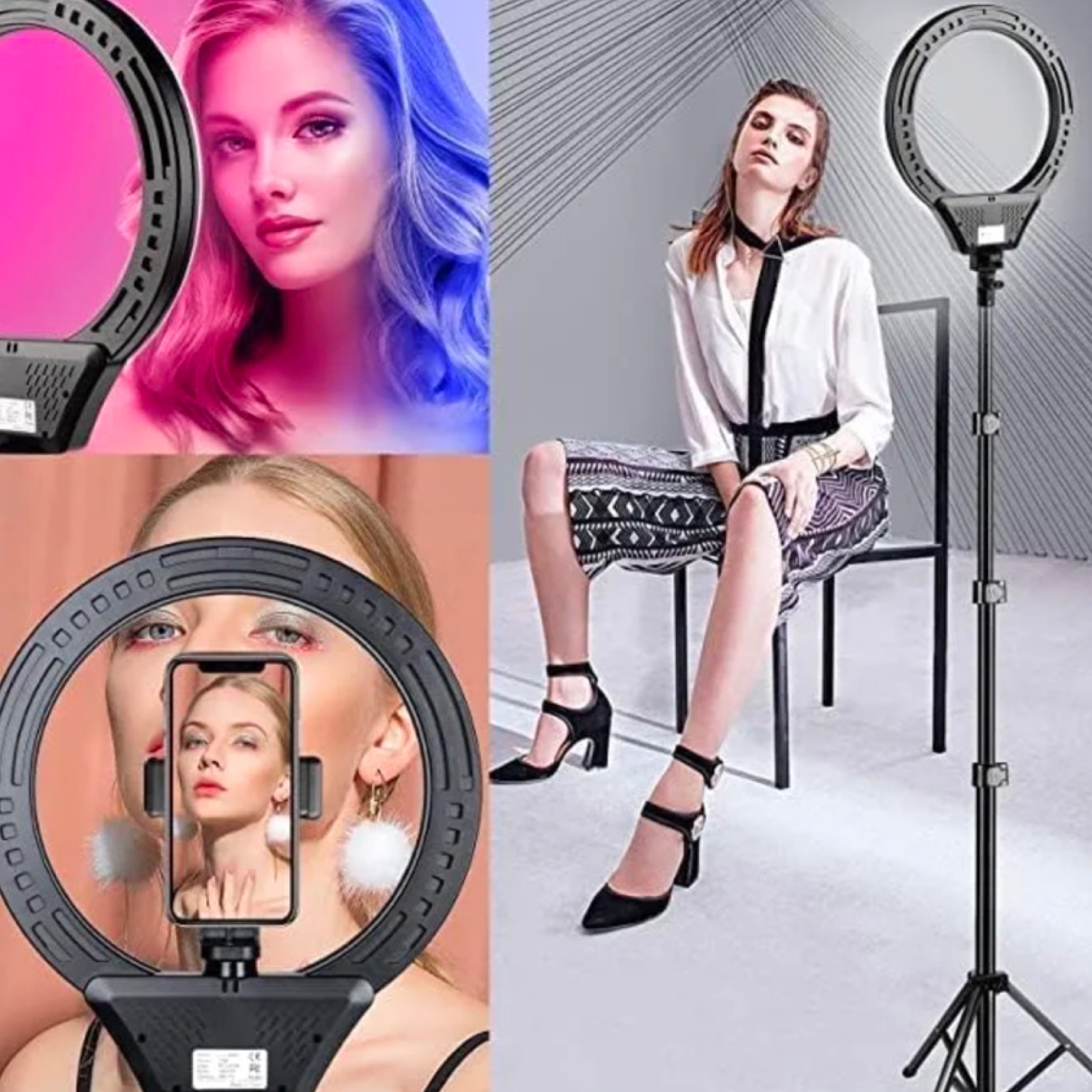 10" RGB Selfie Ring Light Kit w/Tripod Stand & Remote