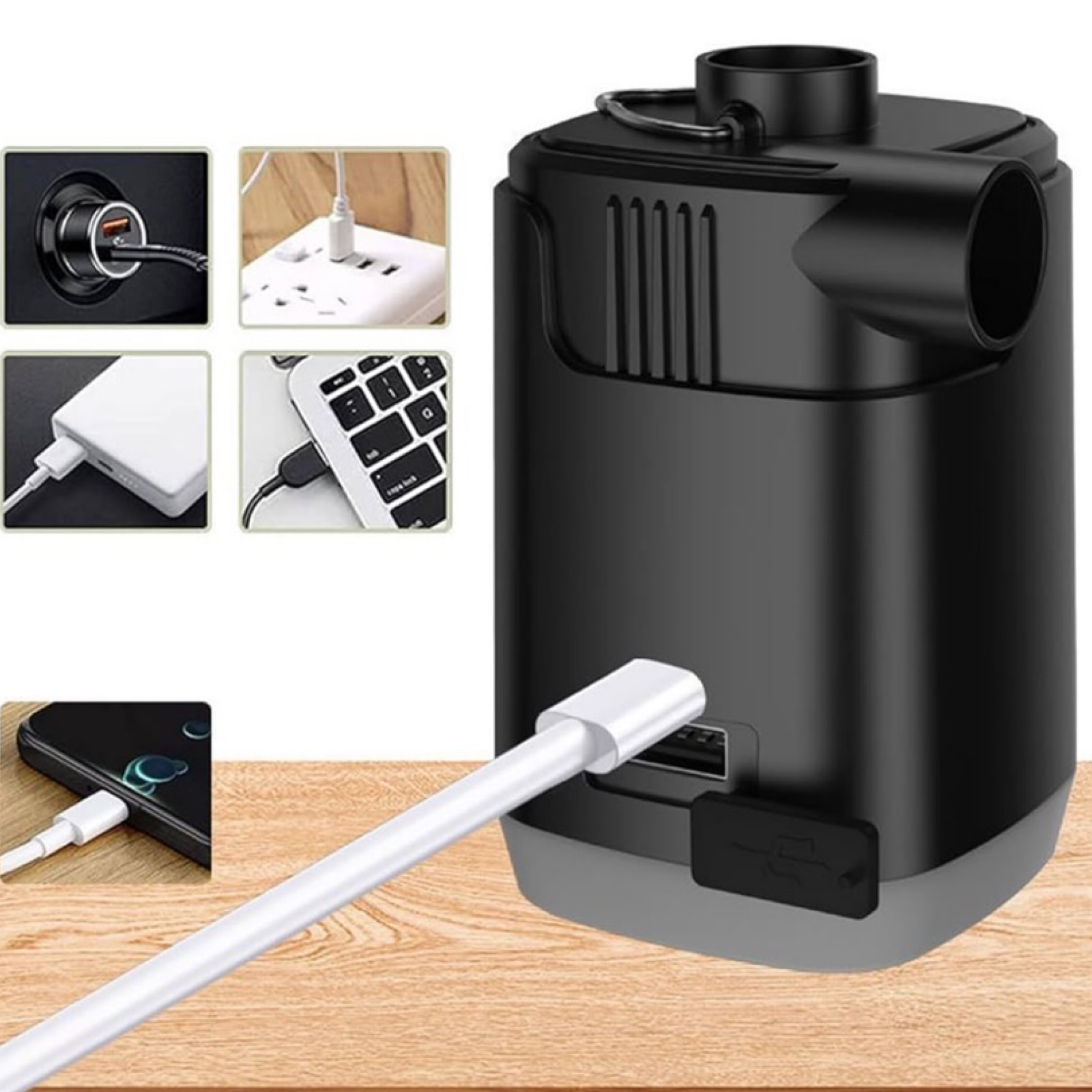 Mini Rechargable Electric Air Pump w/7 Nozzles