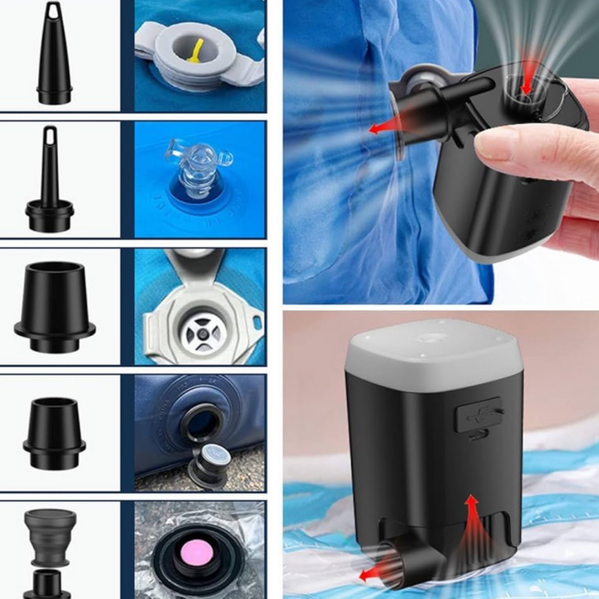 Mini Rechargable Electric Air Pump w/7 Nozzles