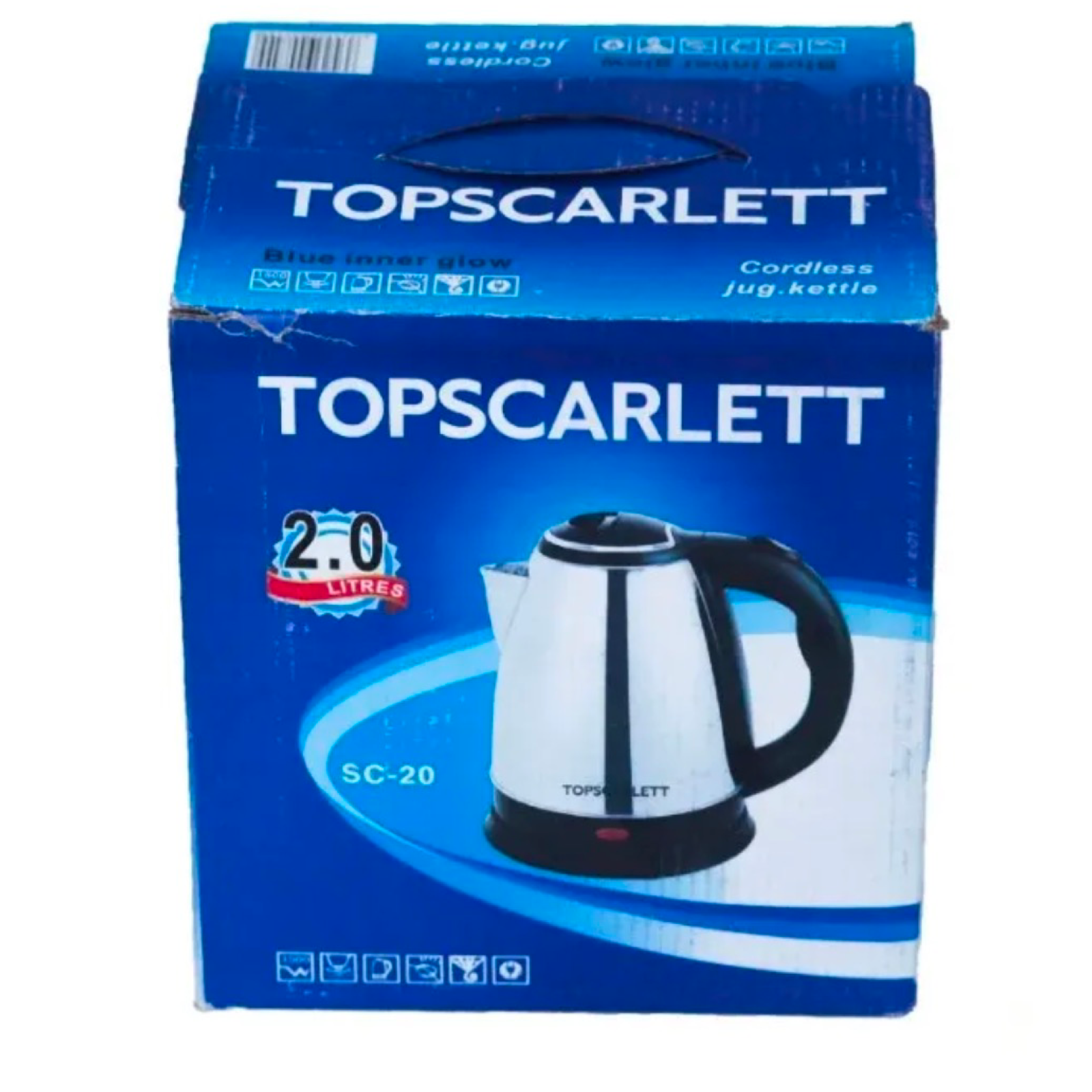 2L Topscarlett Stainless Steel Electric Water Kettle - W/Rotating Base