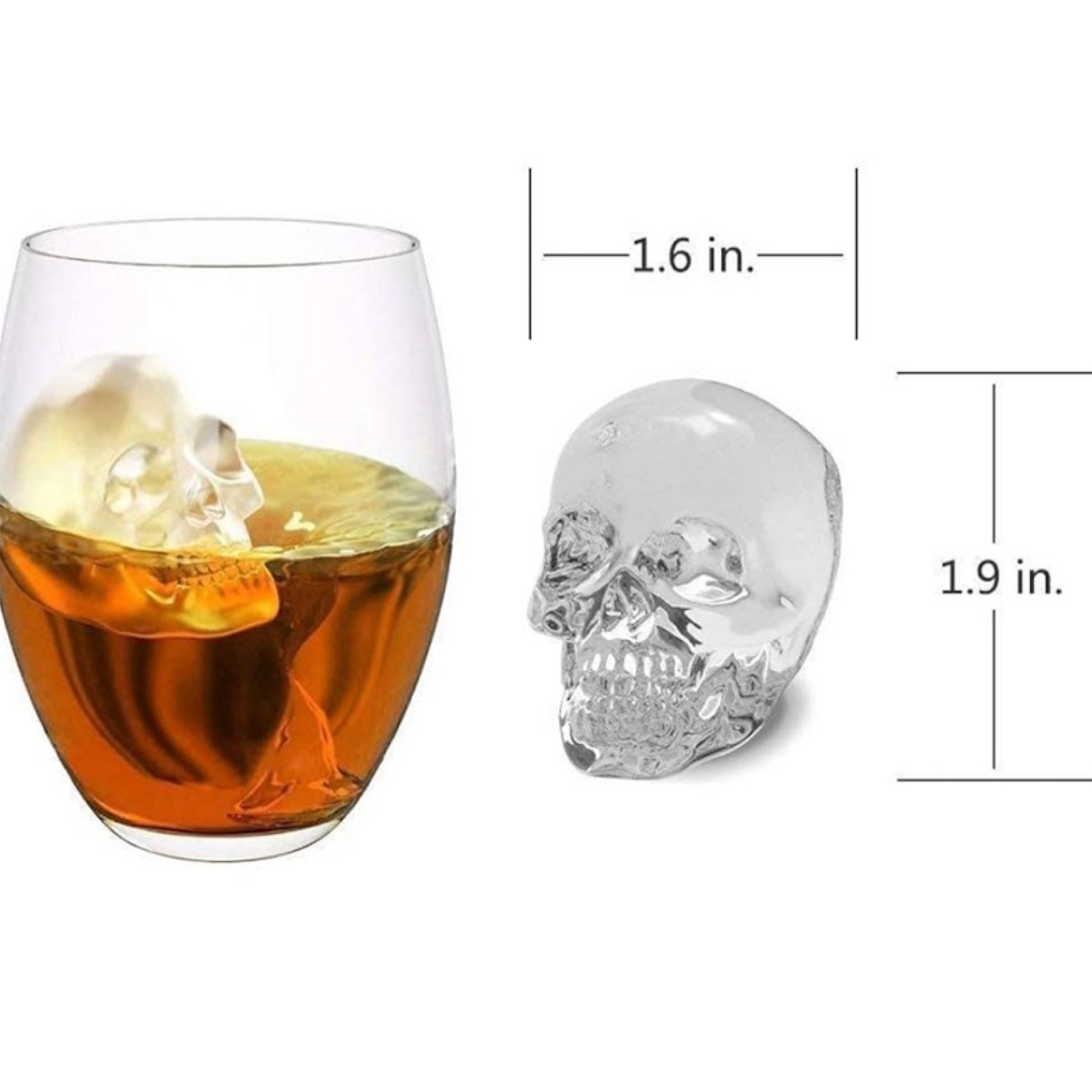 2pk of 3D Silicone Skull Ice Molds, Easy Release - For Drinks or Candy Making