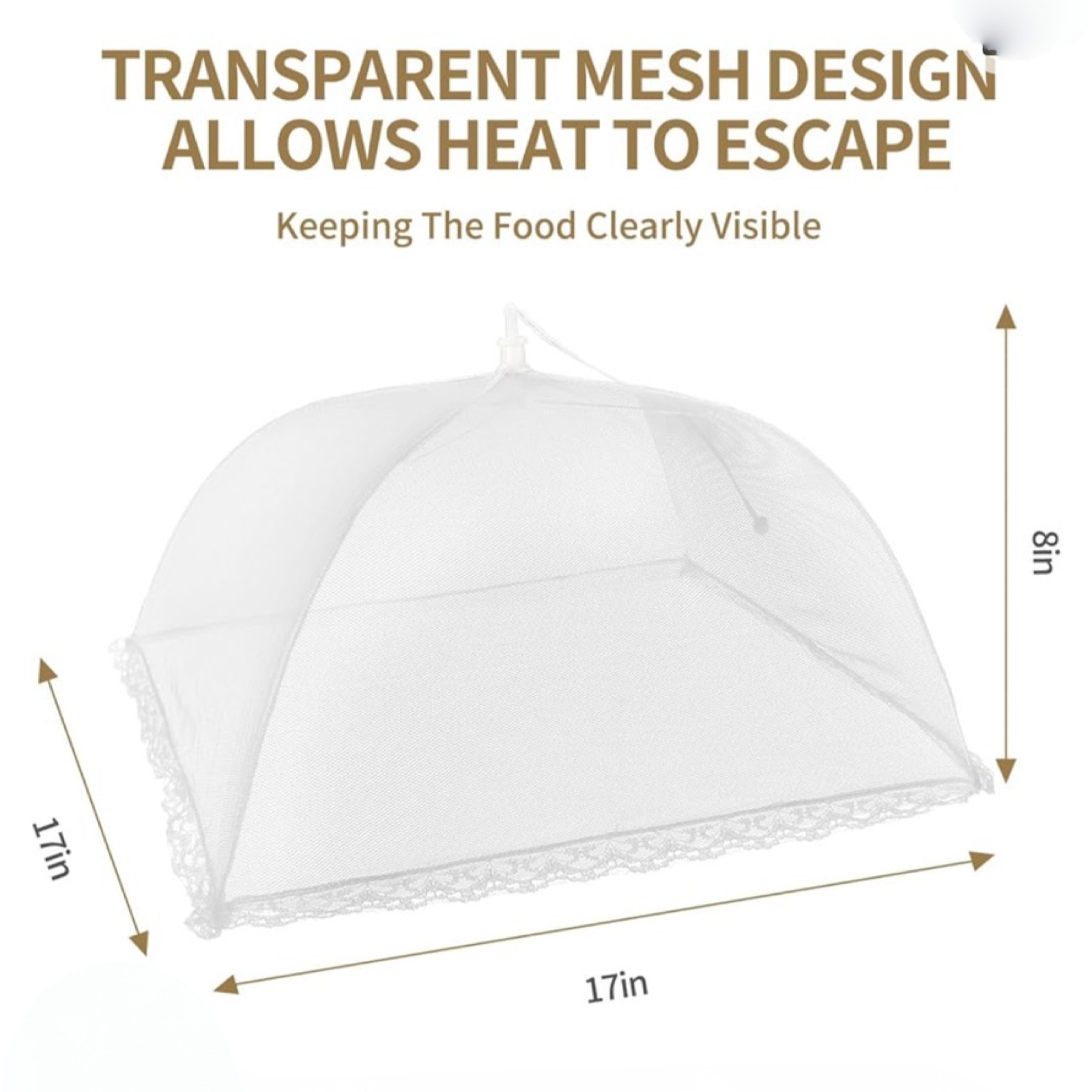 3pk 17" x 17" Large Pop-Up Food Tents, Covers For Outdoors- Keep Bugs Off!