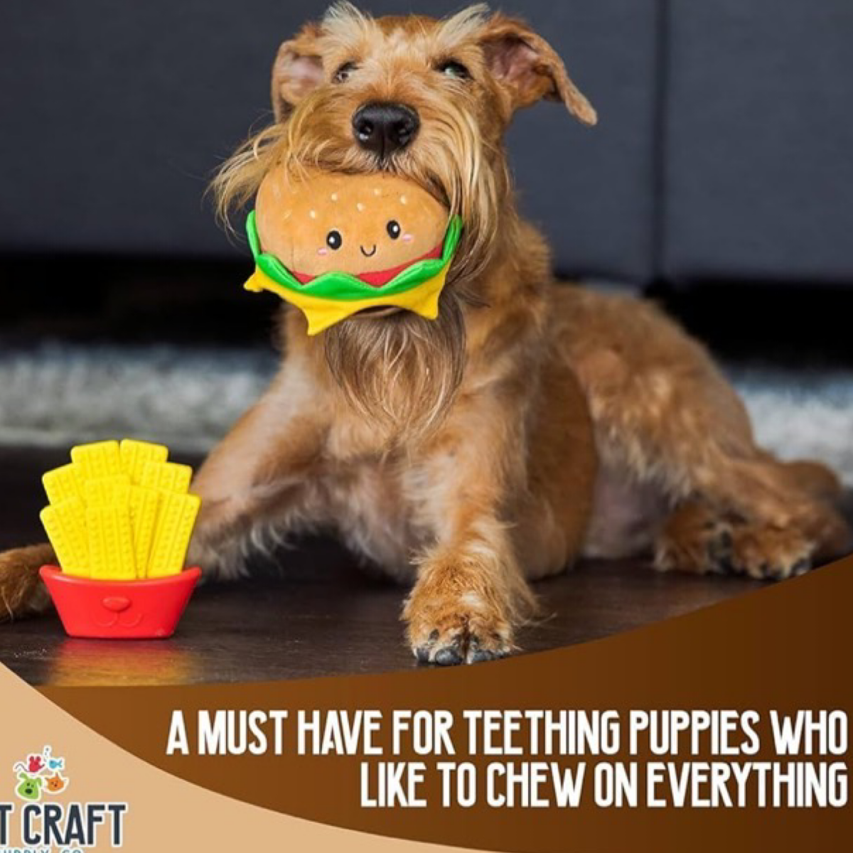 Pet Craft Dental Cleaning Plush Toys -  Chewburger and Fries