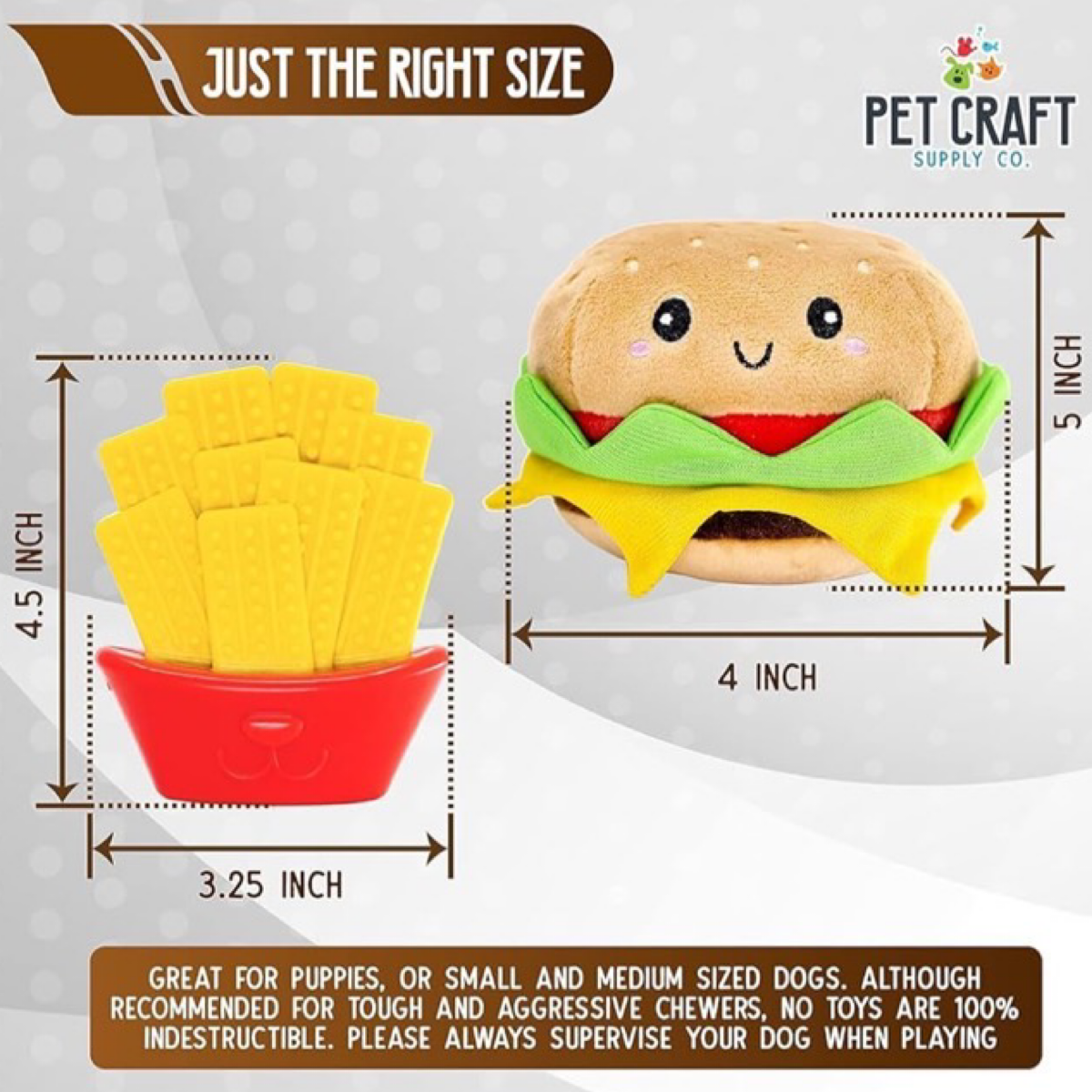 Pet Craft Dental Cleaning Plush Toys -  Chewburger and Fries