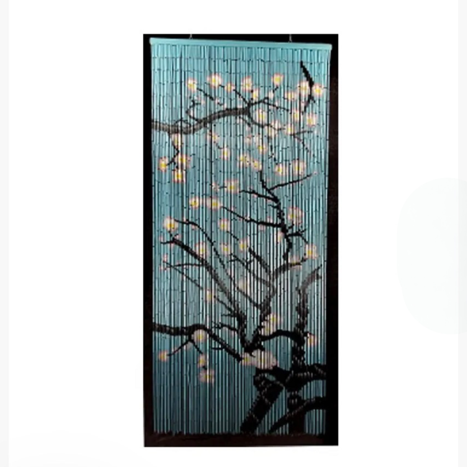 72" x 36" Bamboo Beaded Curtain w/ Grommets - Cherry Blossom Style