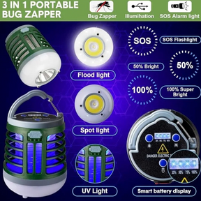 2pk 3-in-1 Bug Zapper w/ Spotlight & Floodlight Functions - Waterproof