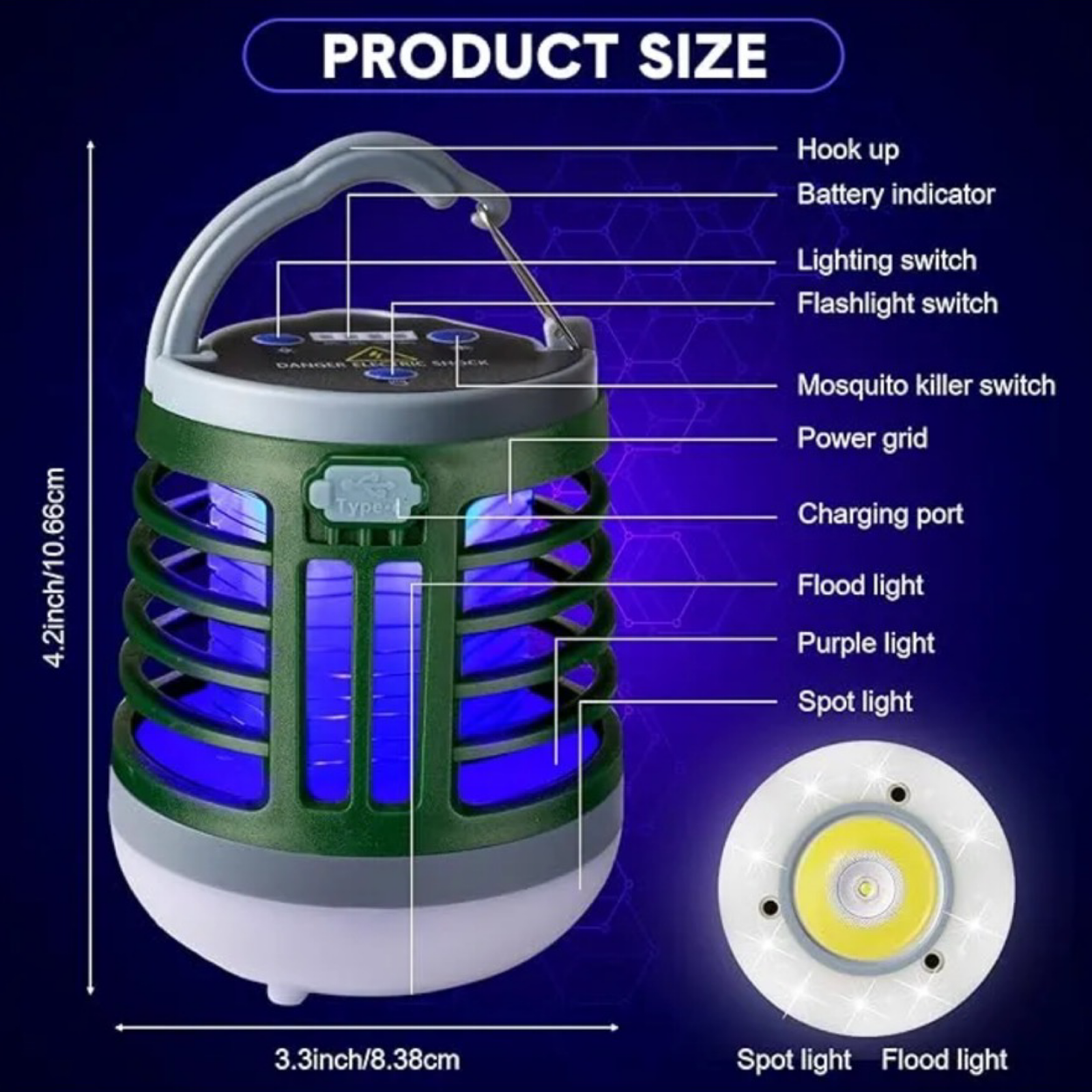 2pk 3-in-1 Bug Zapper w/ Spotlight & Floodlight Functions - Waterproof