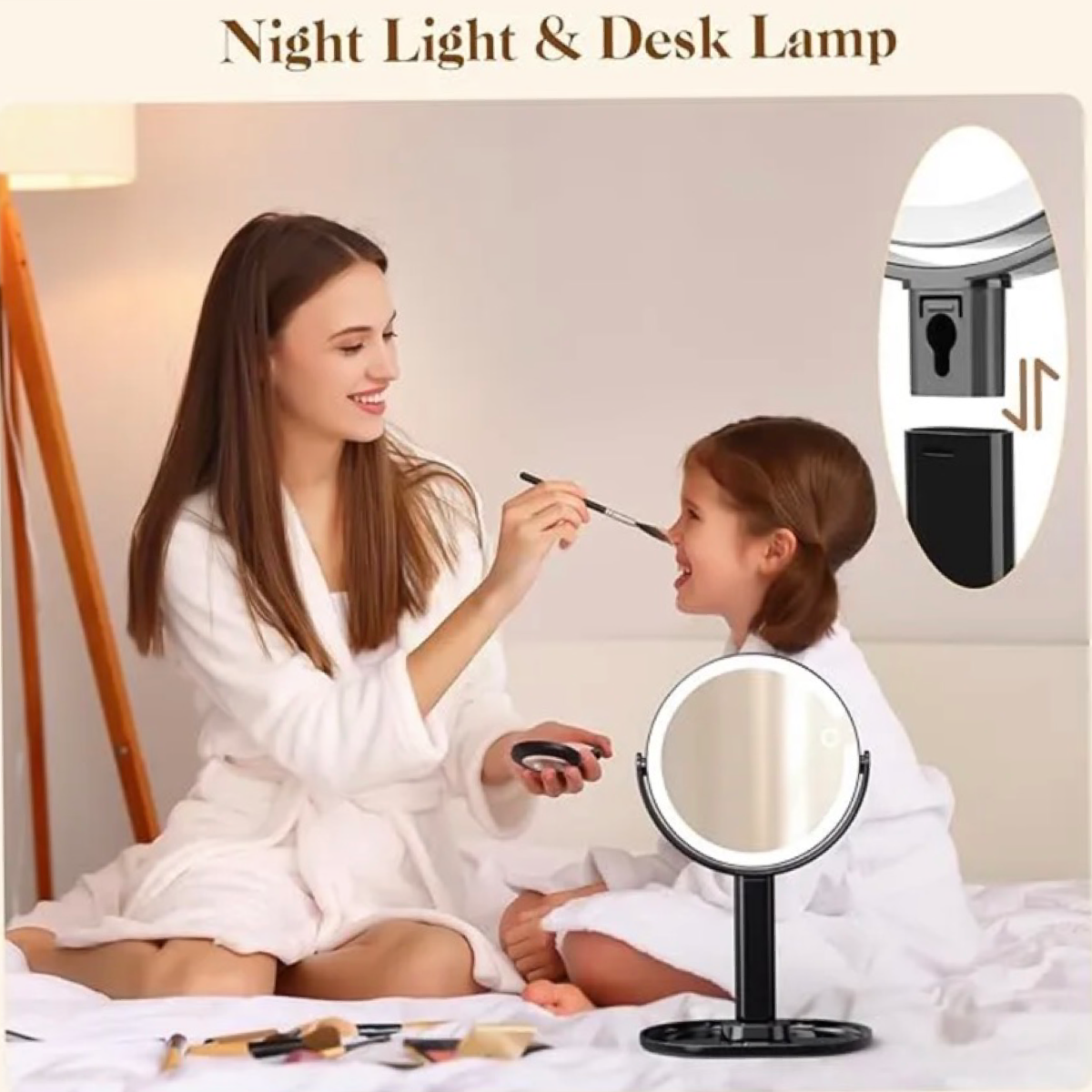 Rechargeable Double Sided LED Mirror - 1x/10x Magnification