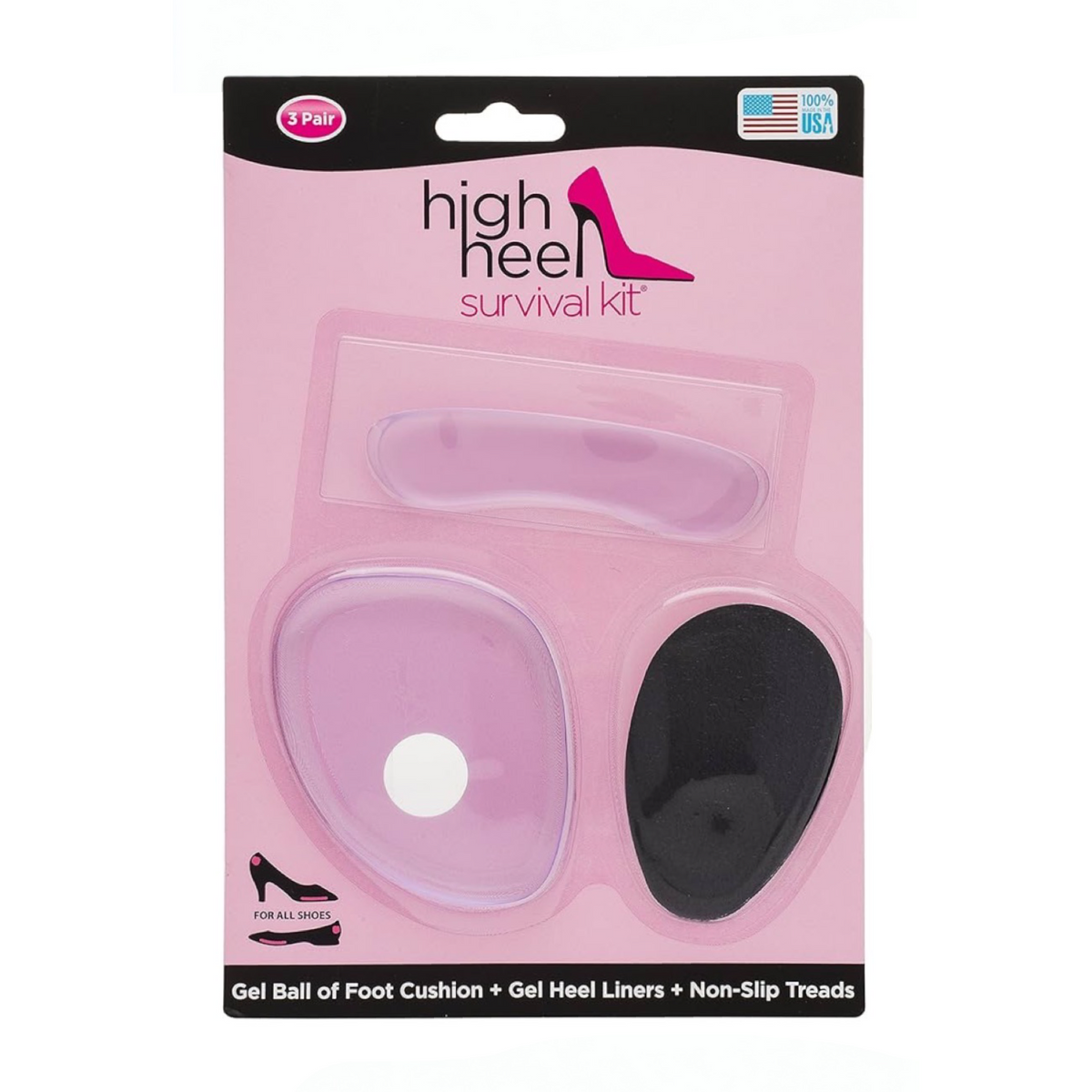 6pc High Heel Survival Gel Foot Kit  - With Cushions, Liners & Grippers
