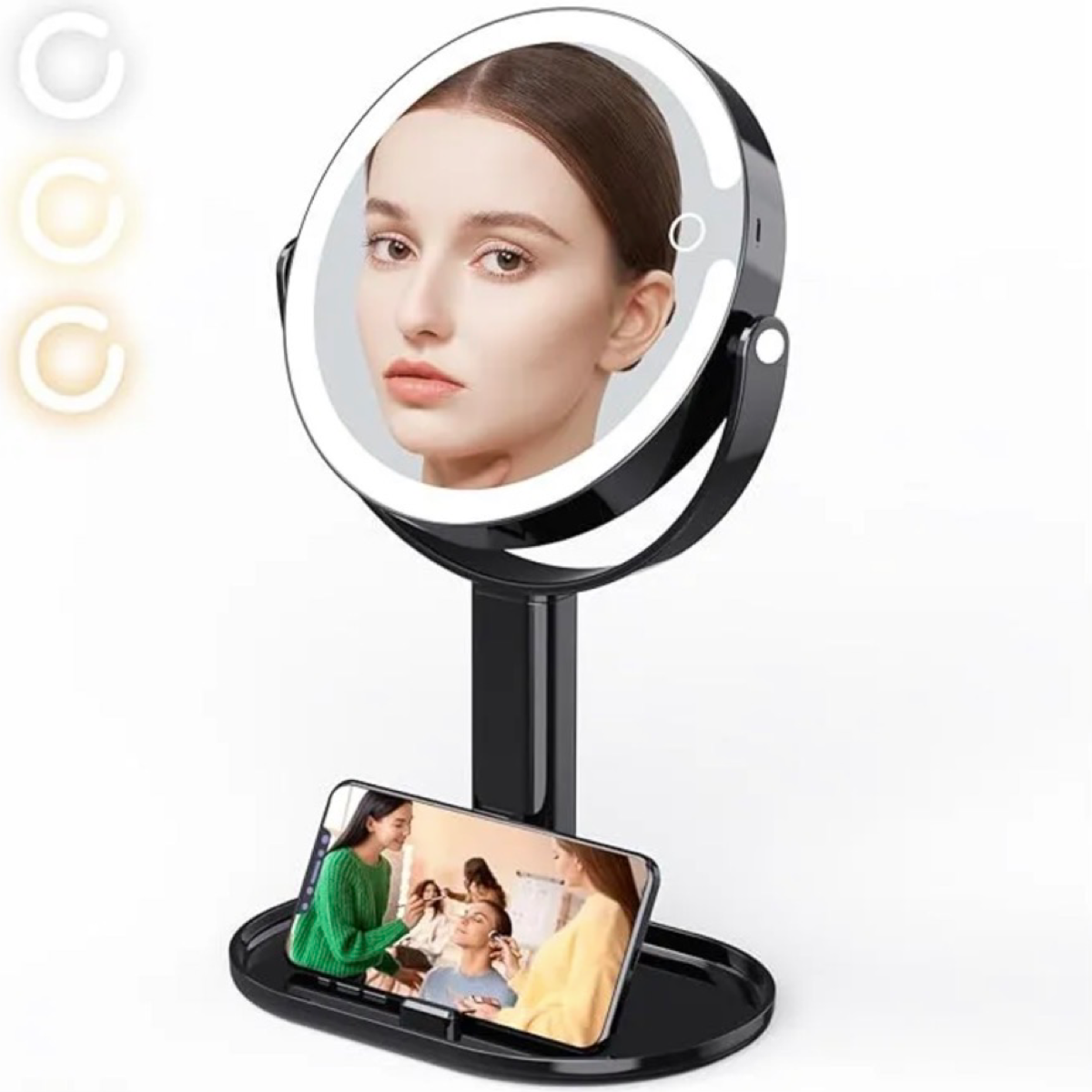 Rechargeable Double Sided LED Mirror - 1x/10x Magnification