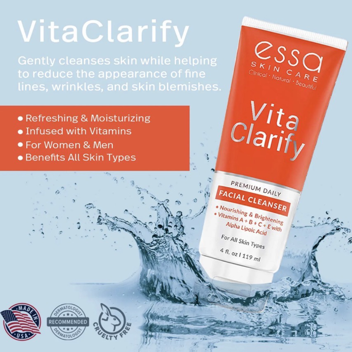 Vita Clarify 4oz Organic Facial Cleanser w/ Vitamin C