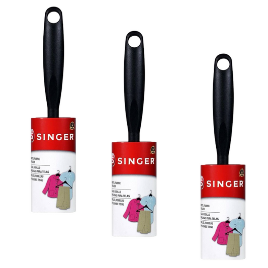 3pk Singer 65 Sheet Lint Rollers, Ergonomic Handle -  Refillable Rollers