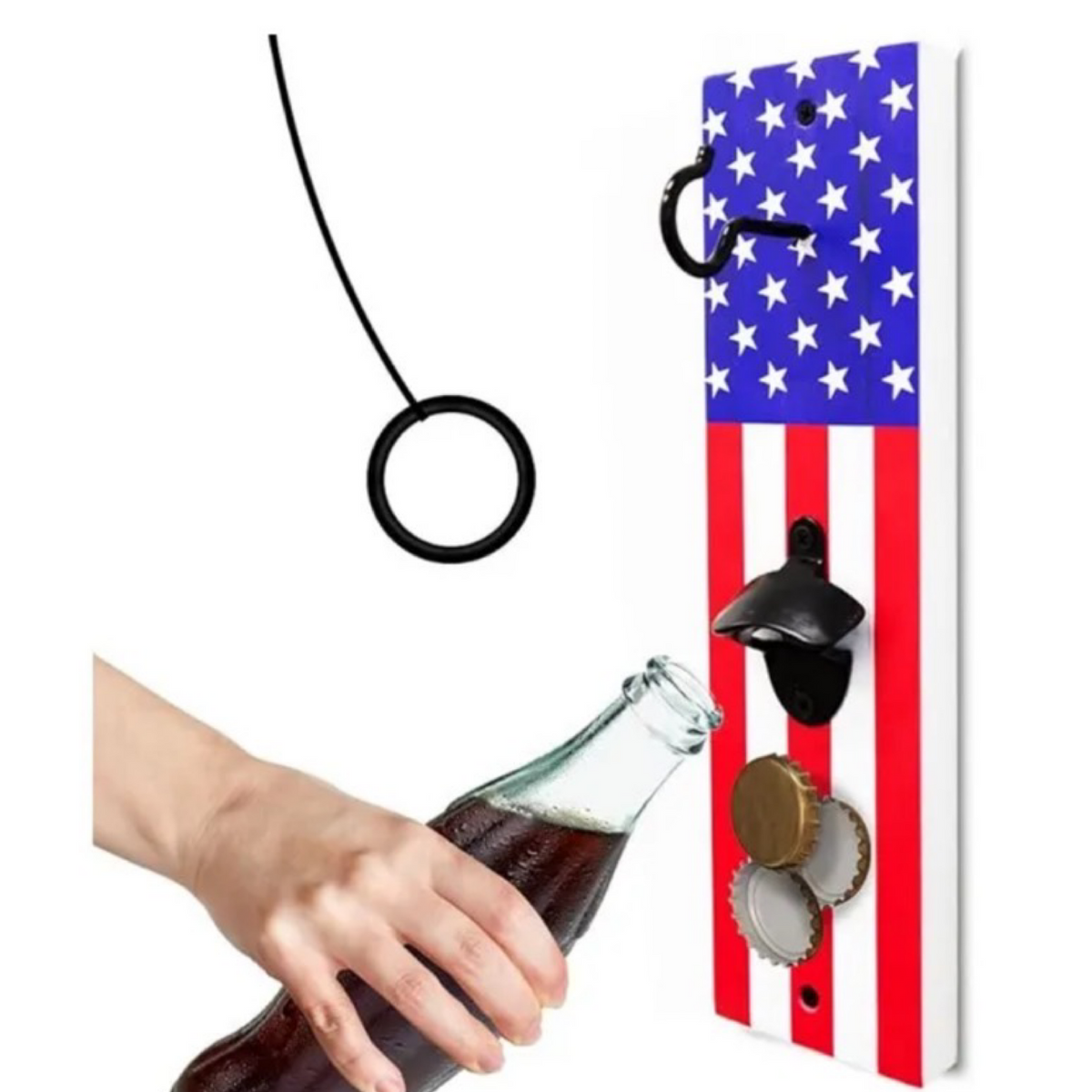 Patriotic Ring Hook Game – All Weather w/ Bottle Opener & Magnetic Catch