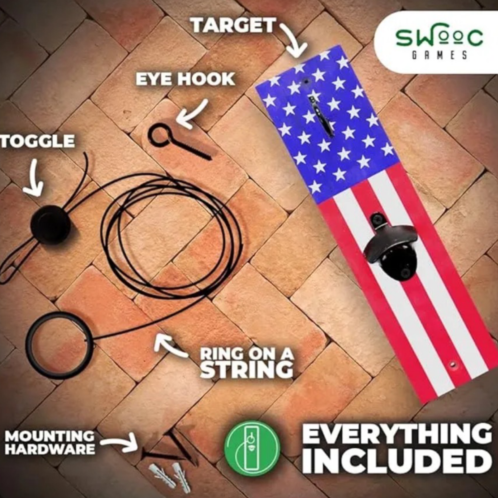 Patriotic Ring Hook Game – All Weather w/ Bottle Opener & Magnetic Catch