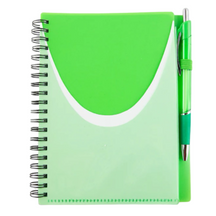 80 Sheet Lined 5x7 Spiral Notebook w/Pen - Double Pocket Storage