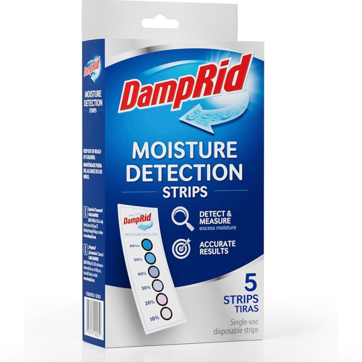 5pk DampRid Moisture Detection Strips,  Single-Use Humidity Indicators