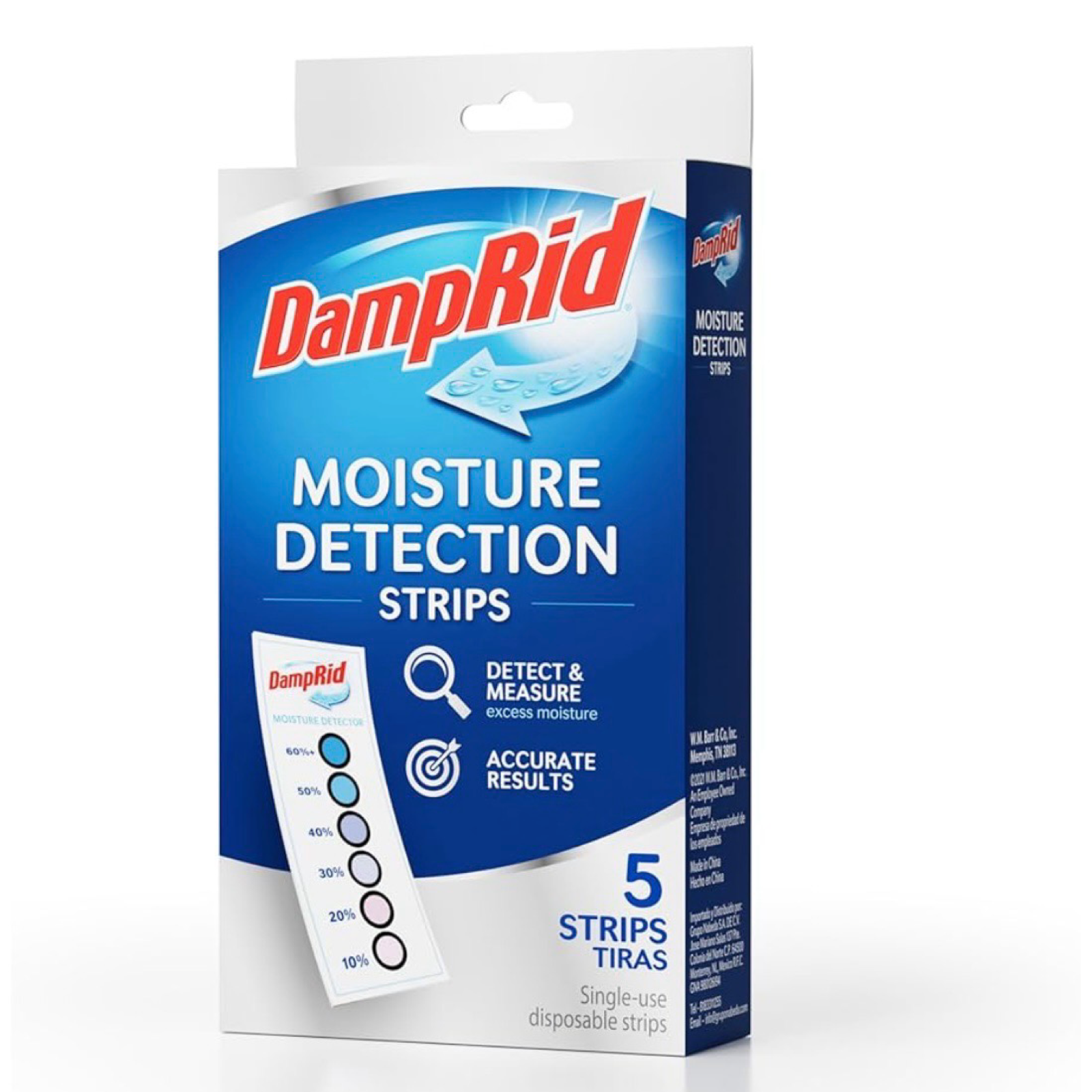 5pk DampRid Moisture Detection Strips, Single-Use Humidity Indicators