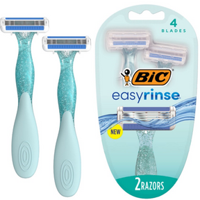 BIC 2pk EasyRinse Disposable Razors - Anti-Clogging, 68 Total Shaves!