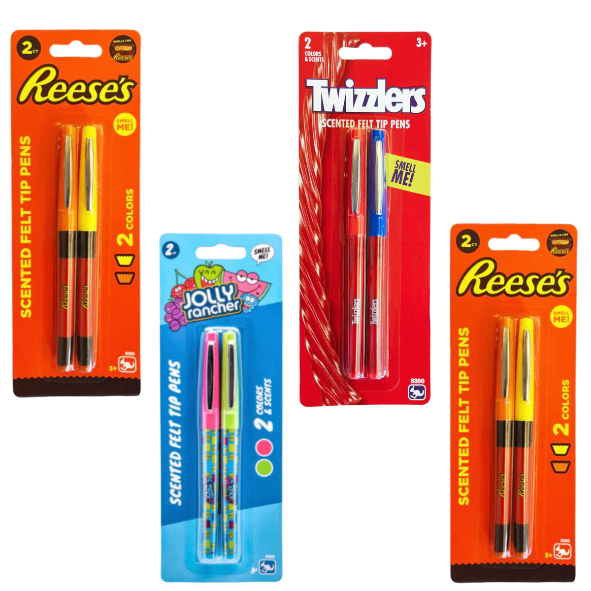 8pk Scented Felt Tip Pens - Reeses, Jolly Rancher & Twizzlers