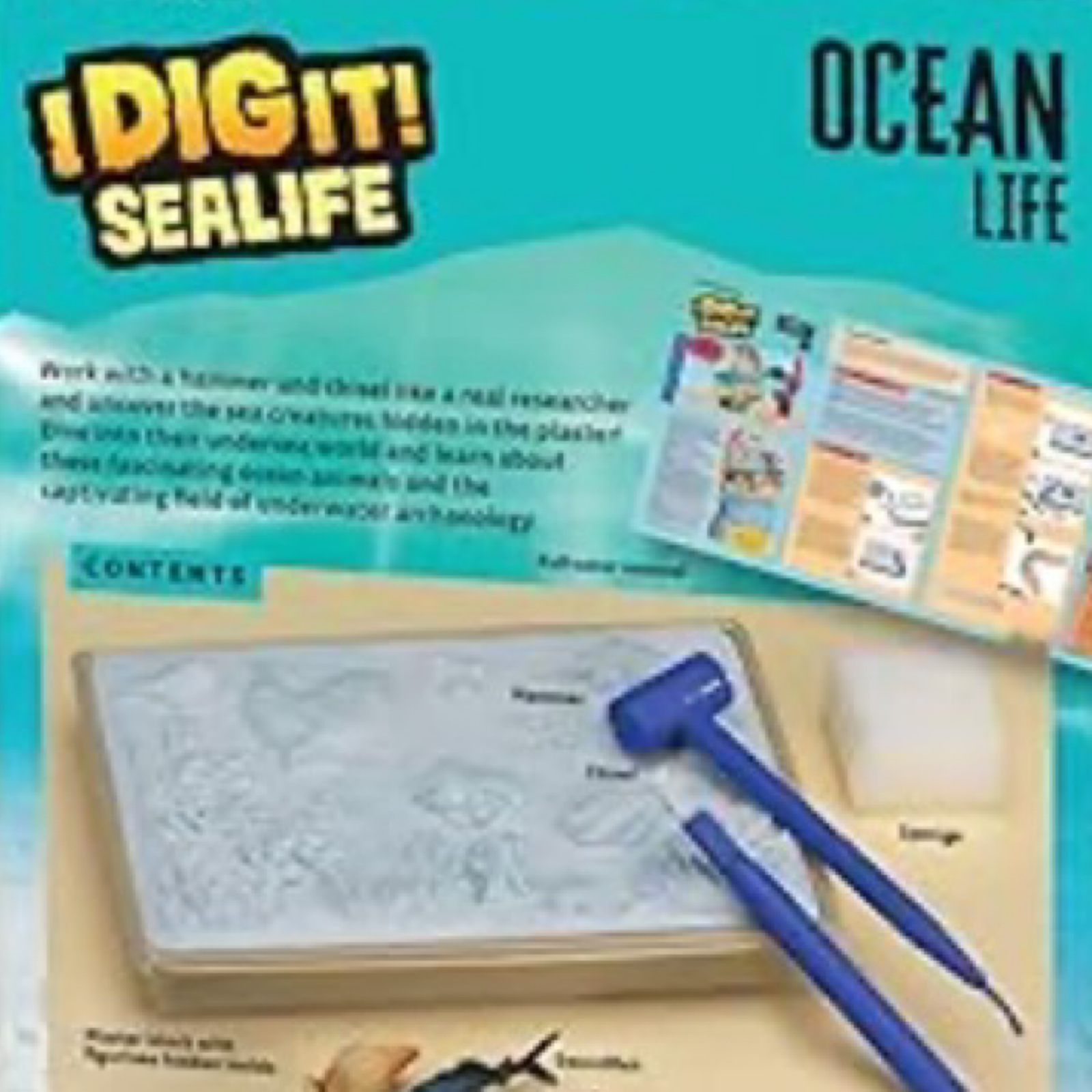 iDIGit Sealife Ocean Life Excavation Kit - With 5 Animal Toys, Tools & Plaster