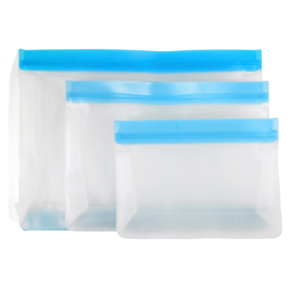 3pc Reusable Grip Seal Bags For Snacks, Leftovers, Cosmetics & Office Supplies