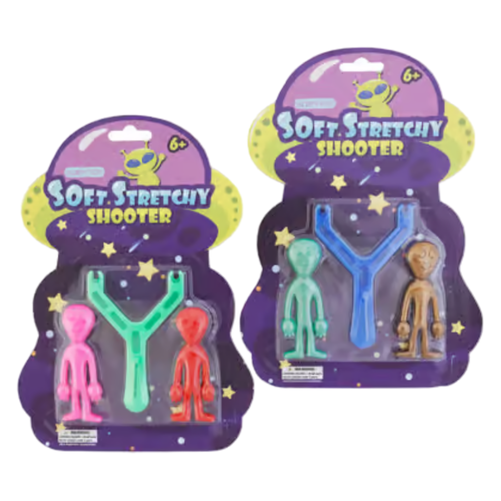 6pc 3" Soft Stretchy Shooter Aliens w/Sling Shots for Hours of Fun!