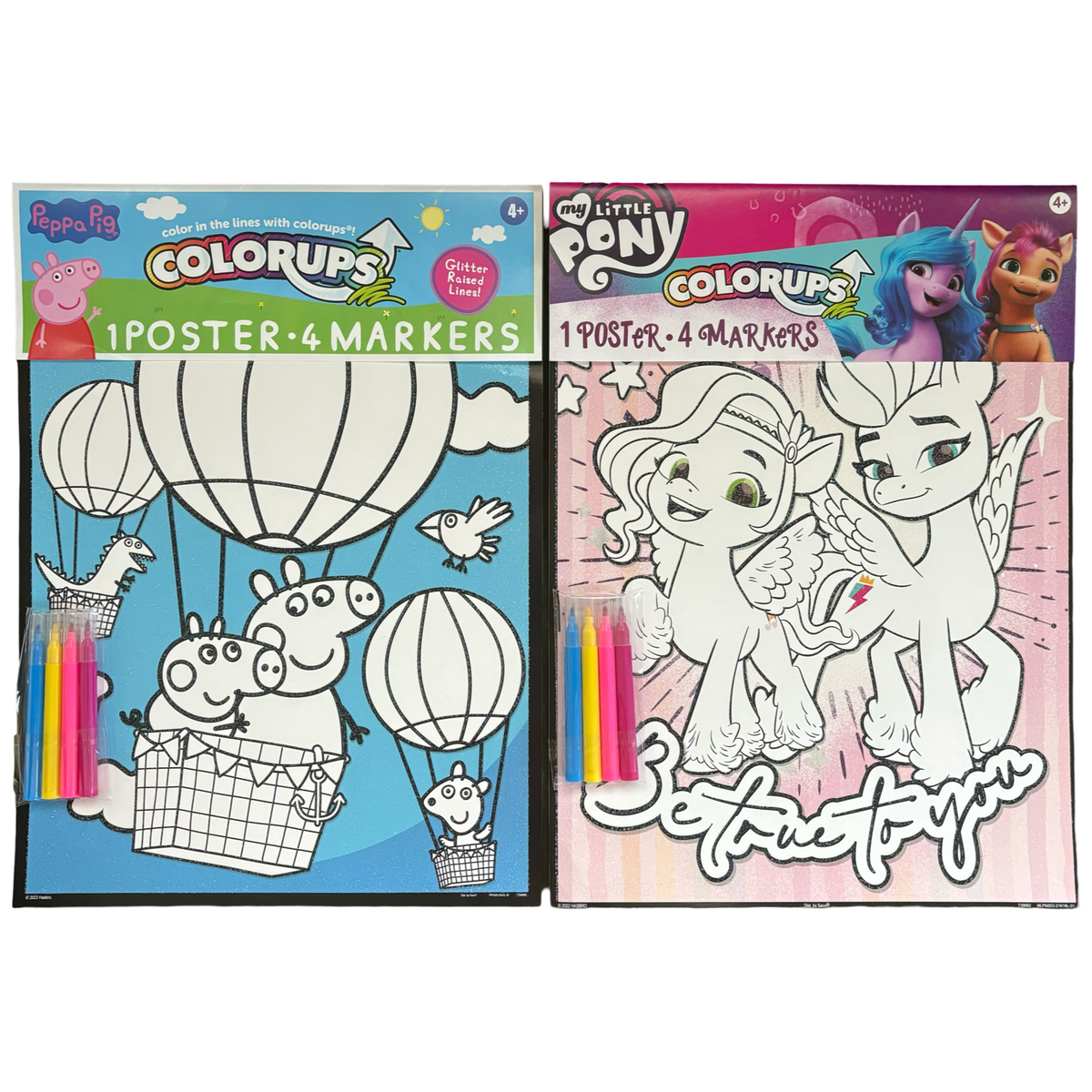 13" Colorups 2pk Posters - My Little Pony and Peppa Pig w/Markers