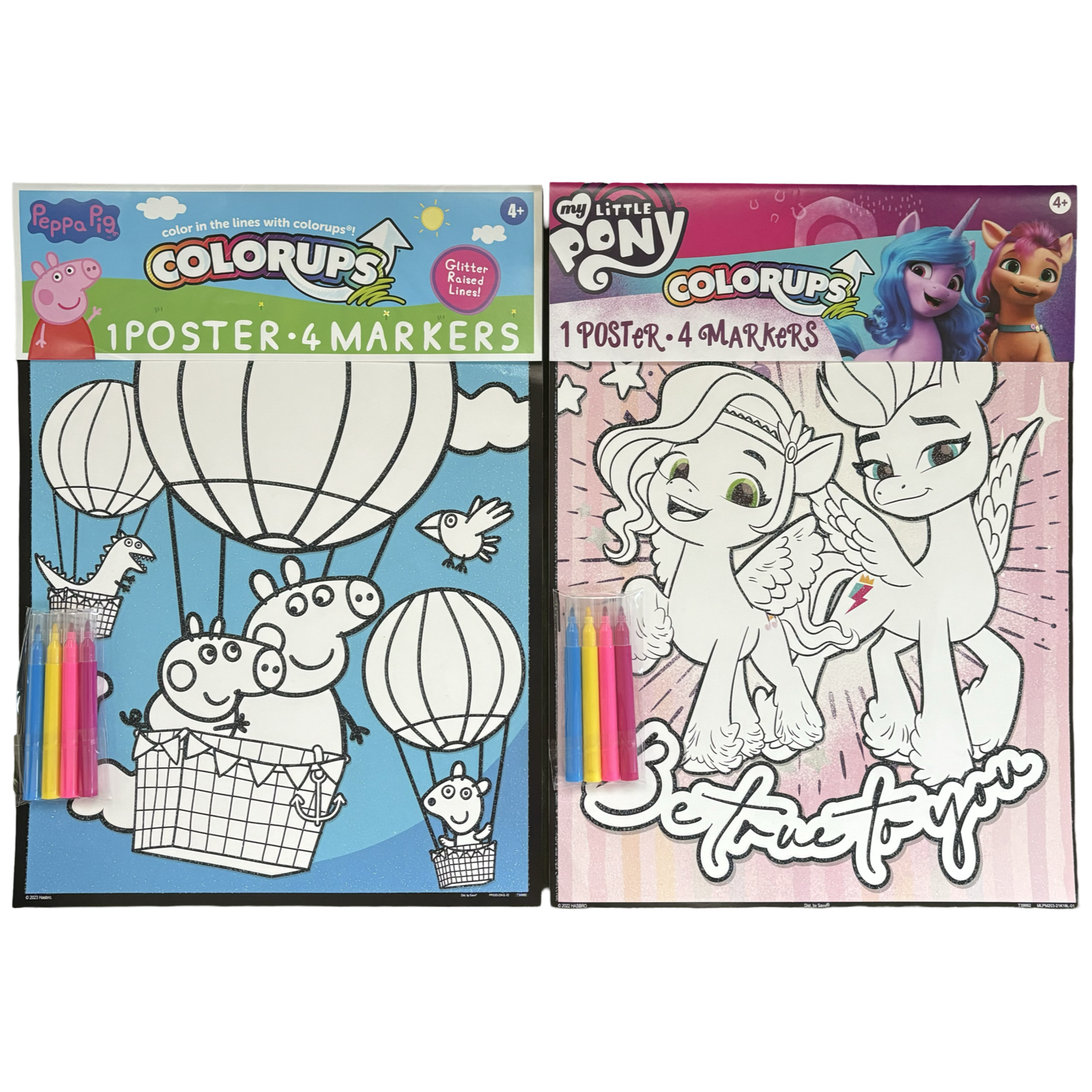 13" Colorups 2pk Posters - My Little Pony and Peppa Pig w/ Markers