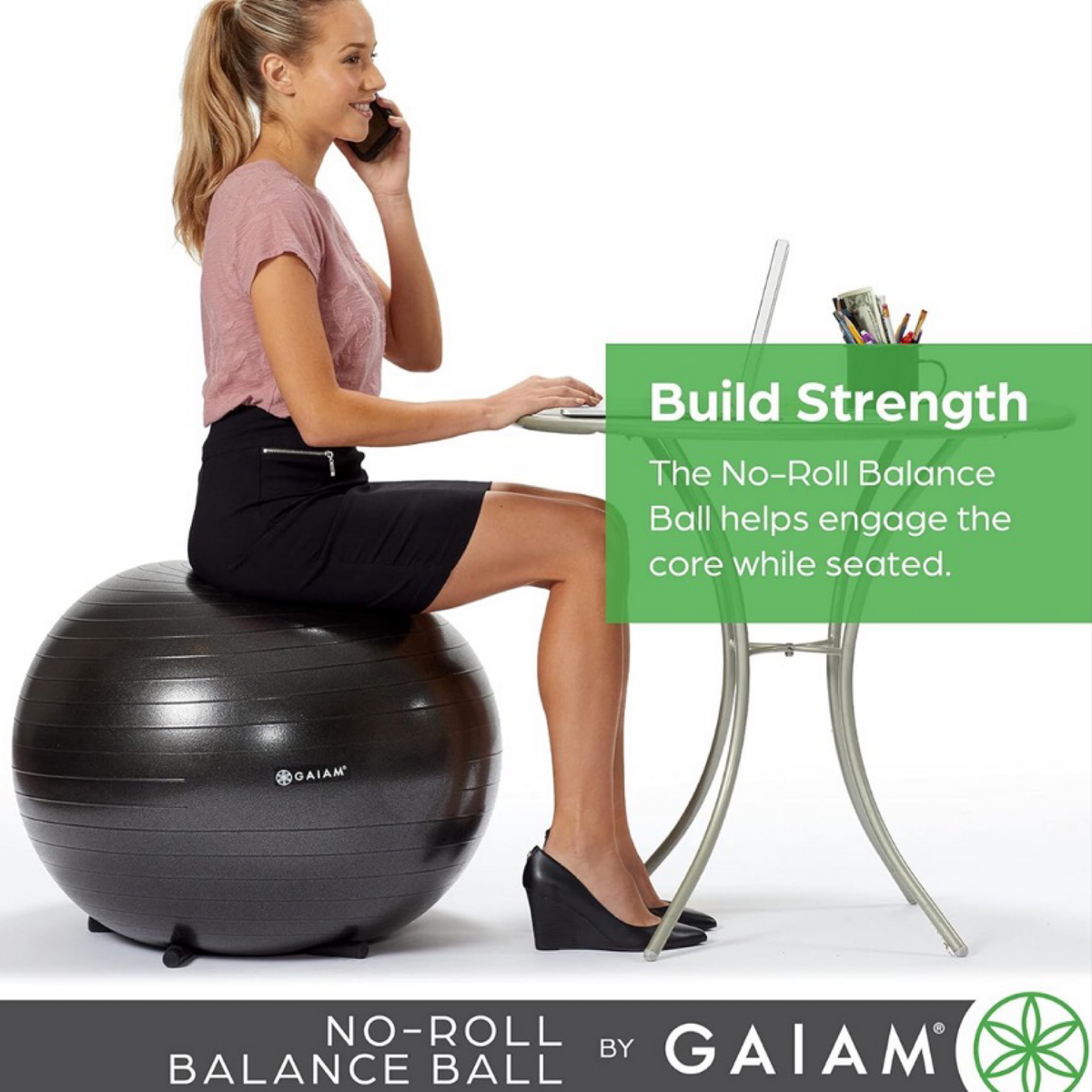 25.5" Gaiam No Roll Ergonomic Balance Ball Office Chair - With Pump