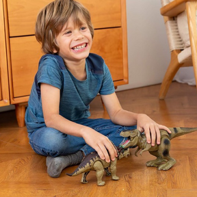 2pk Joyin Electronic Dinosaurs T-Rex & Triceratops - Auto Walking, Sound & Light!