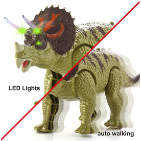 2pk Joyin Electronic Dinosaurs T-Rex & Triceratops - Auto Walking, Sound & Light!