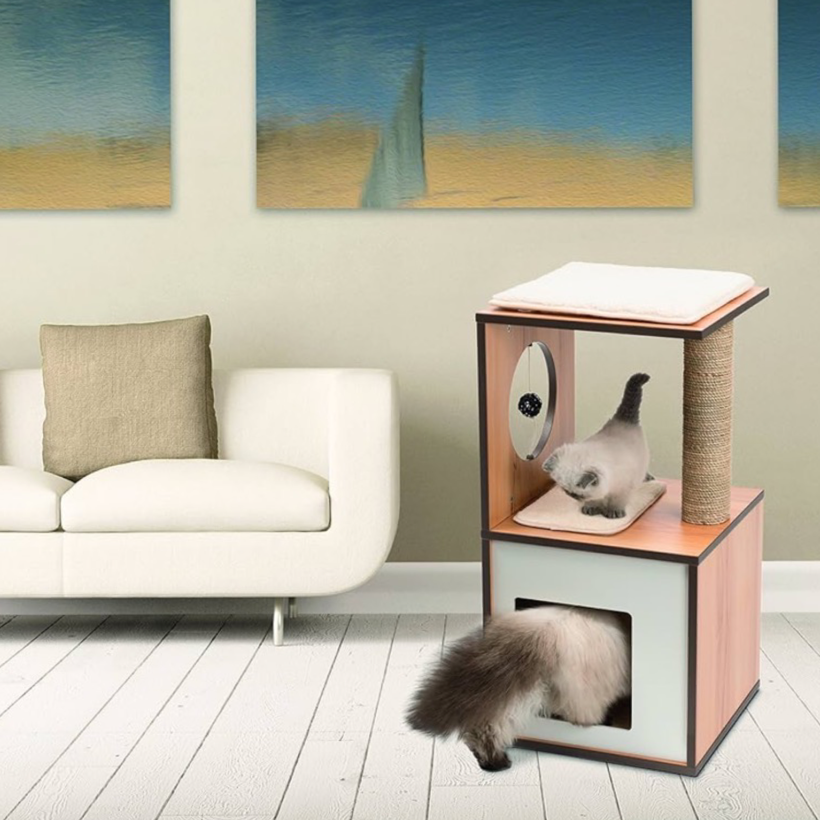 Vesper Walnut All-in-One Cat Tree Box By Catit