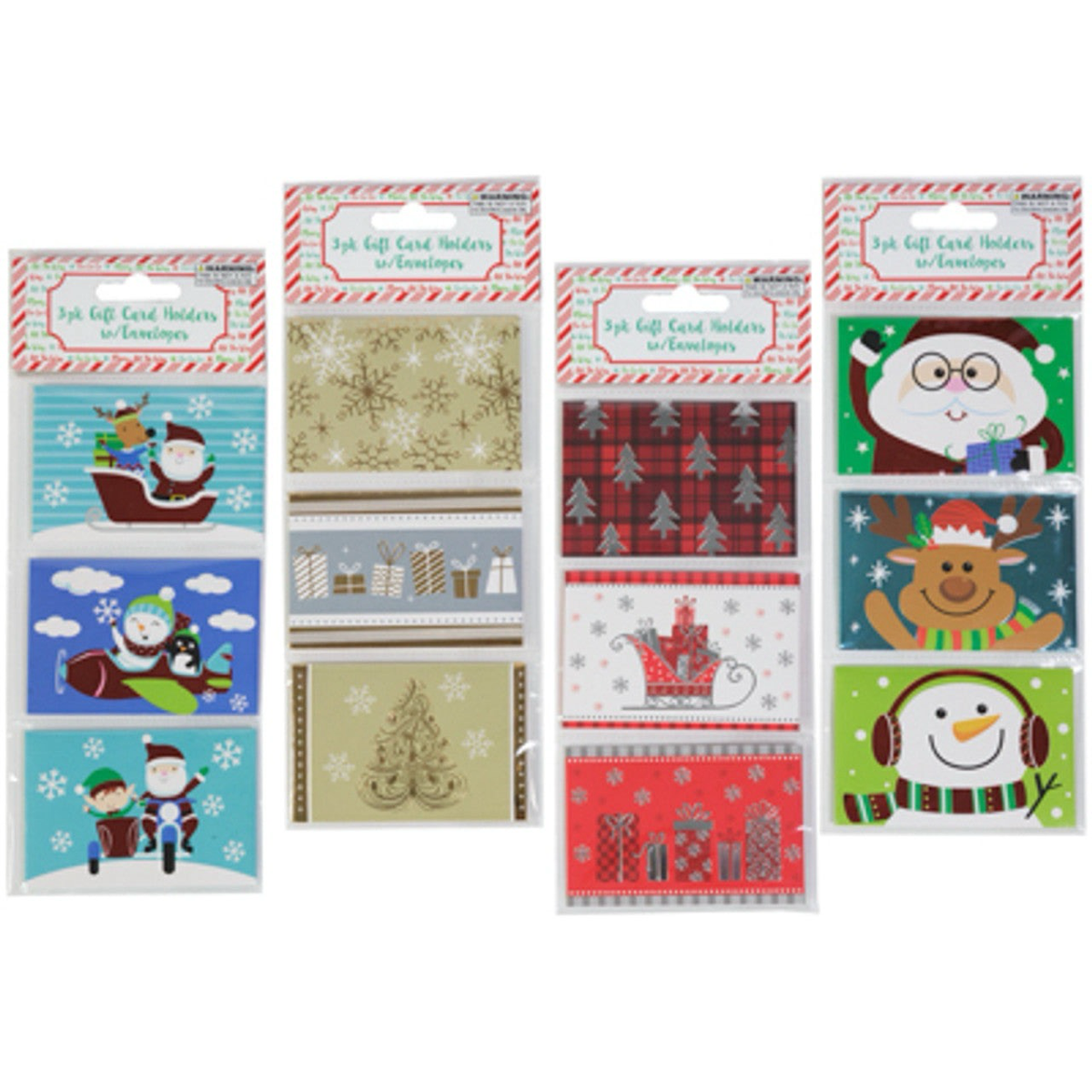 12pk of Assorted Christmas Holiday Gift Card Holders