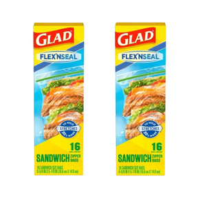 2pk of GLAD Flex' N Seal 16pk Zipper Sandwich Bag - 30% More Stretch