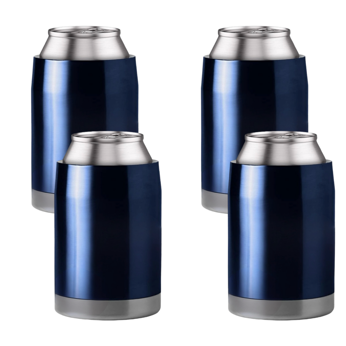 4pk of Double Wall Stainless Steel Can/Bottle Coolers - w/ Koozie Insert