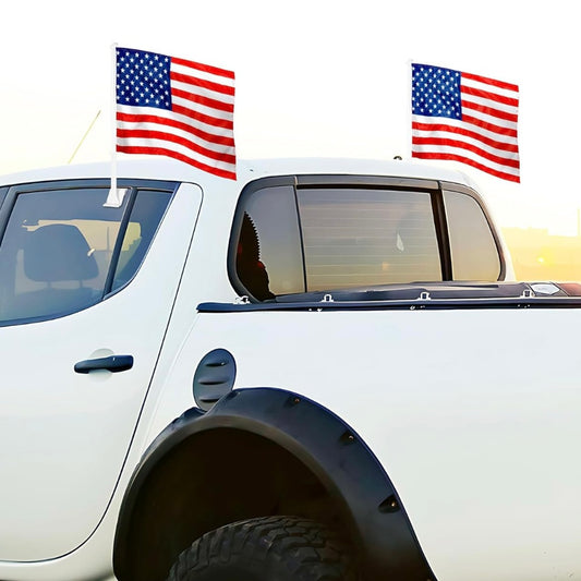 (Pack of 2) American Flags for Car Window 19inx18in