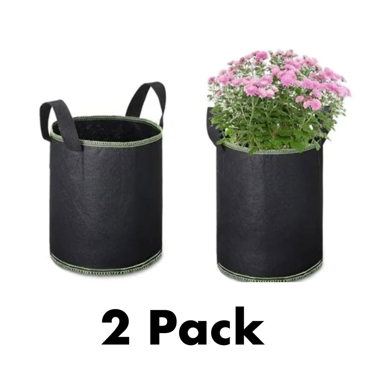 2-Pack Reusable Aeration Fabric Grow Bags – Breathable & Durable - 5 Gallon