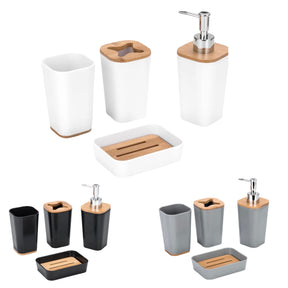 4-Piece Bamboo Bathroom Accessory Set By KRALIX - Choose Color