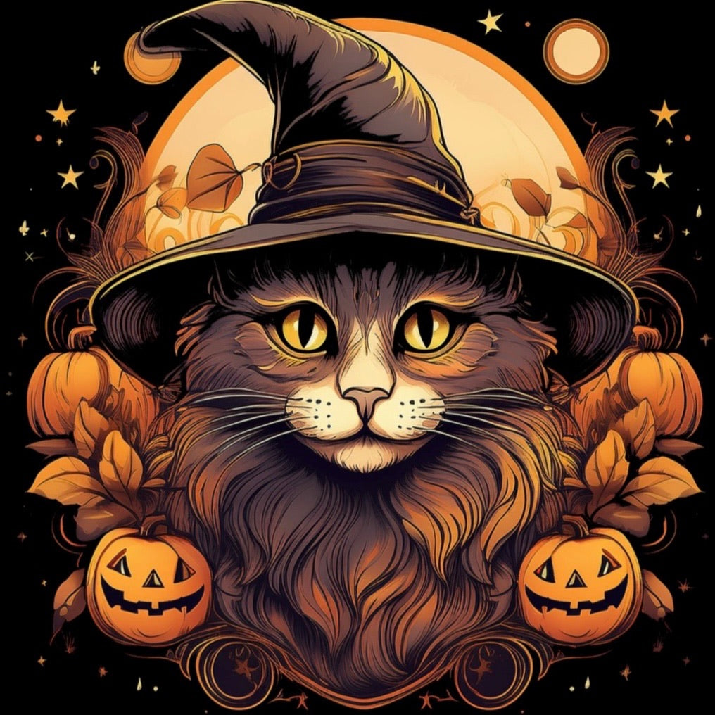 "Halloween Cat" Premium Midweight Ringspun Cotton T-Shirt - Mens/Womens Fits