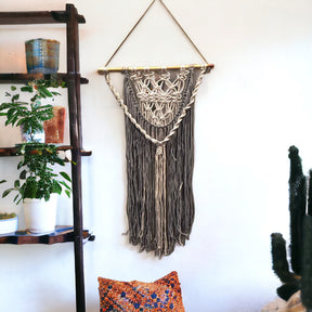 42"L x 23" Macrame Cotton & Wood Wall Hanging - Shabby Chic, Boho Style