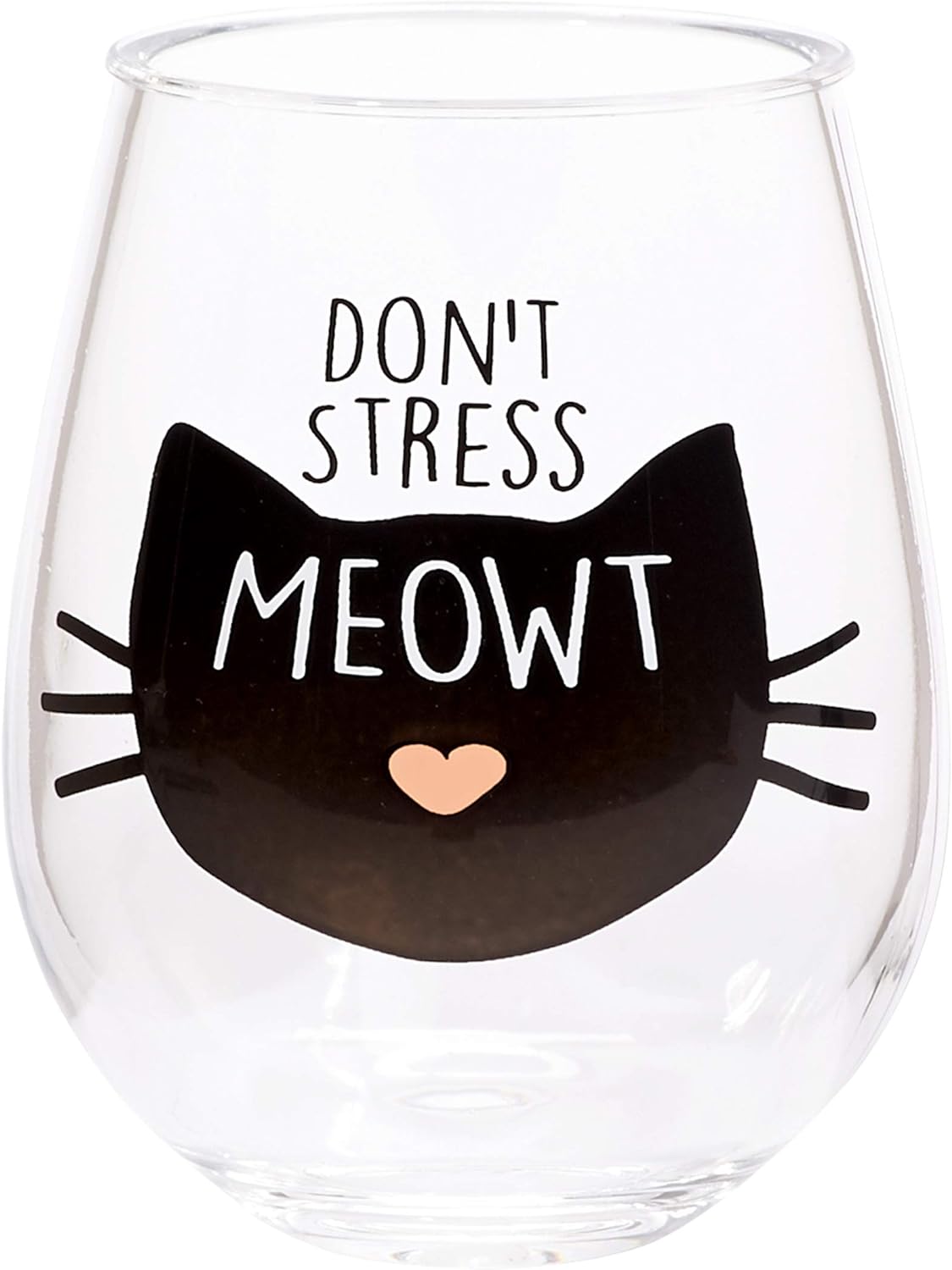 2pk 12oz "Don't Stress Meowt" Acrylic Wine Glasses - For Cat Lovers