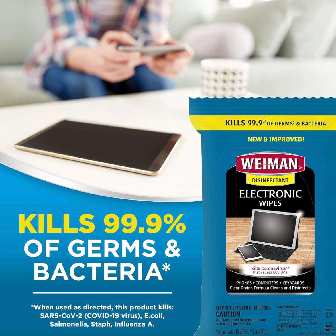 8" Weiman Electronic Phone And Computer Disinfectant Wipes - Great for Keyboards!
