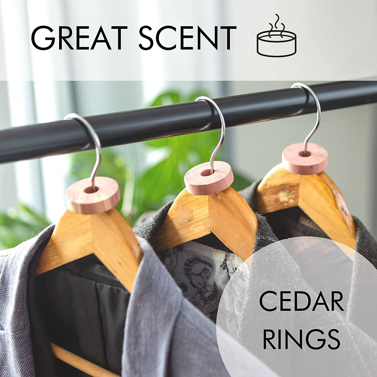 (12 pack) of Cedar Green Hanger Rings - 100% Natural Cedar
