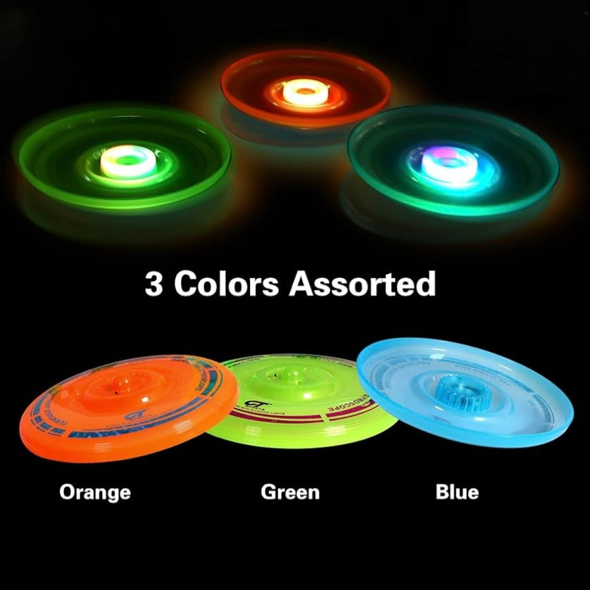 3pk LED Light Up Glow In The Dark Flying Disc Frisbee's