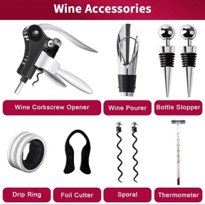 9pc Mixi Wine Opener Set w/ Corkscrew, Foil Cutter, Thermometer, Stoppers & More