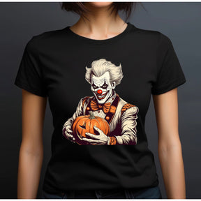 "Creepy Clown With Pumpkin" Premium Midweight Ringspun Cotton T-Shirt - Mens/Womens Fits