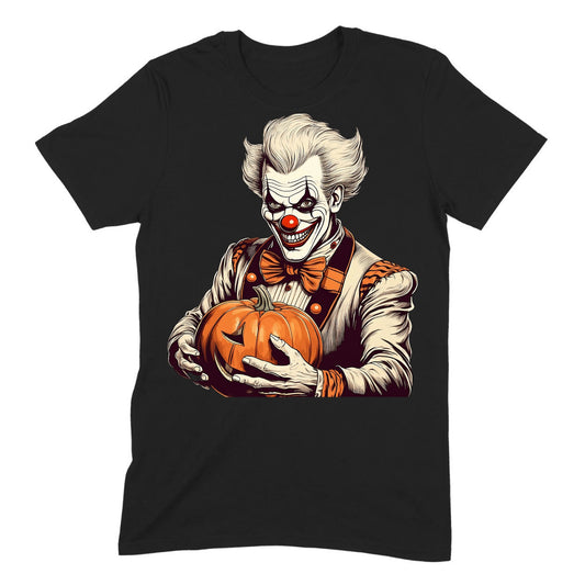 "Creepy Clown With Pumpkin" Premium Midweight Ringspun Cotton T-Shirt - Mens/Womens Fits