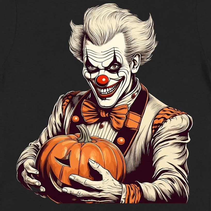 "Creepy Clown With Pumpkin" Premium Midweight Ringspun Cotton T-Shirt - Mens/Womens Fits